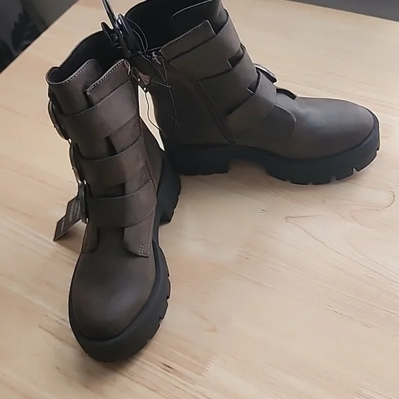 Madden NYC Faux Leather Buckle Combat Boots - Picture 4 of 13